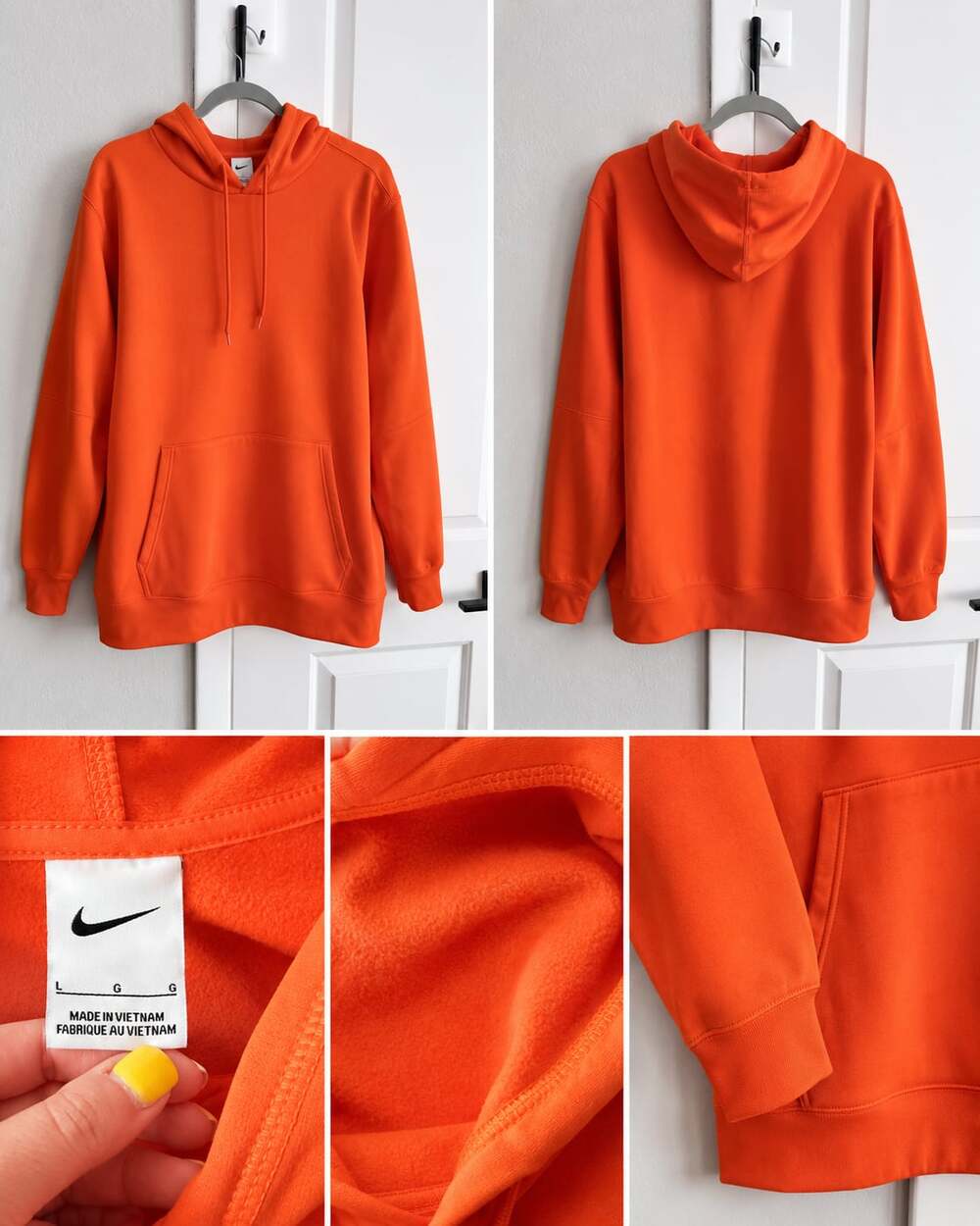 Nike Men's Orange Fleece Pullover Hoodie